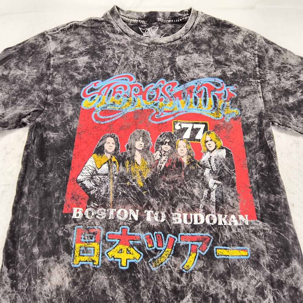 Aerosmith Band Casual Crew Neck Graphic T-Shirt Mens Size Medium M Black Red